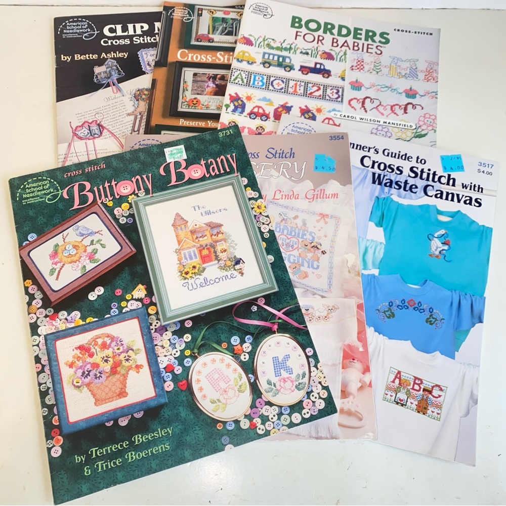 Vintage American School Of Needlework Cross Stitch Pattern Booklets Lot